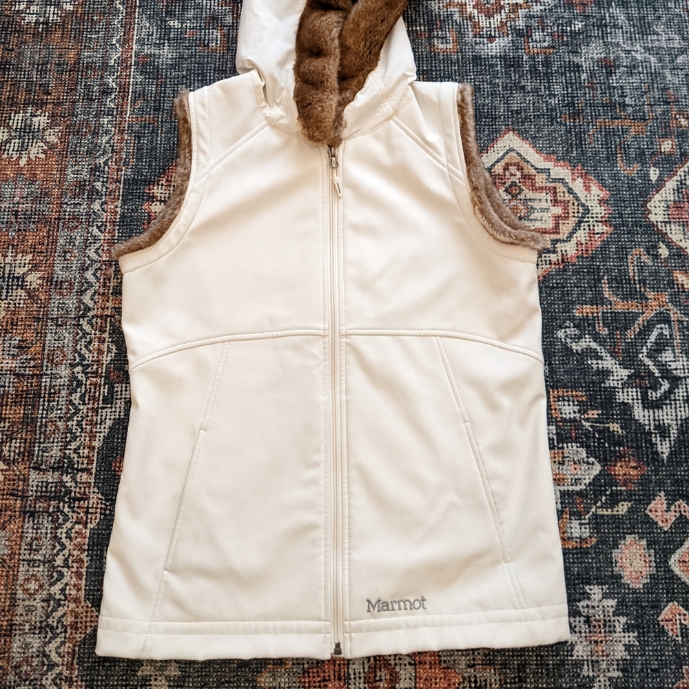 Hooded fleece-lined Marmot vest, Size L.  SO NICE!!